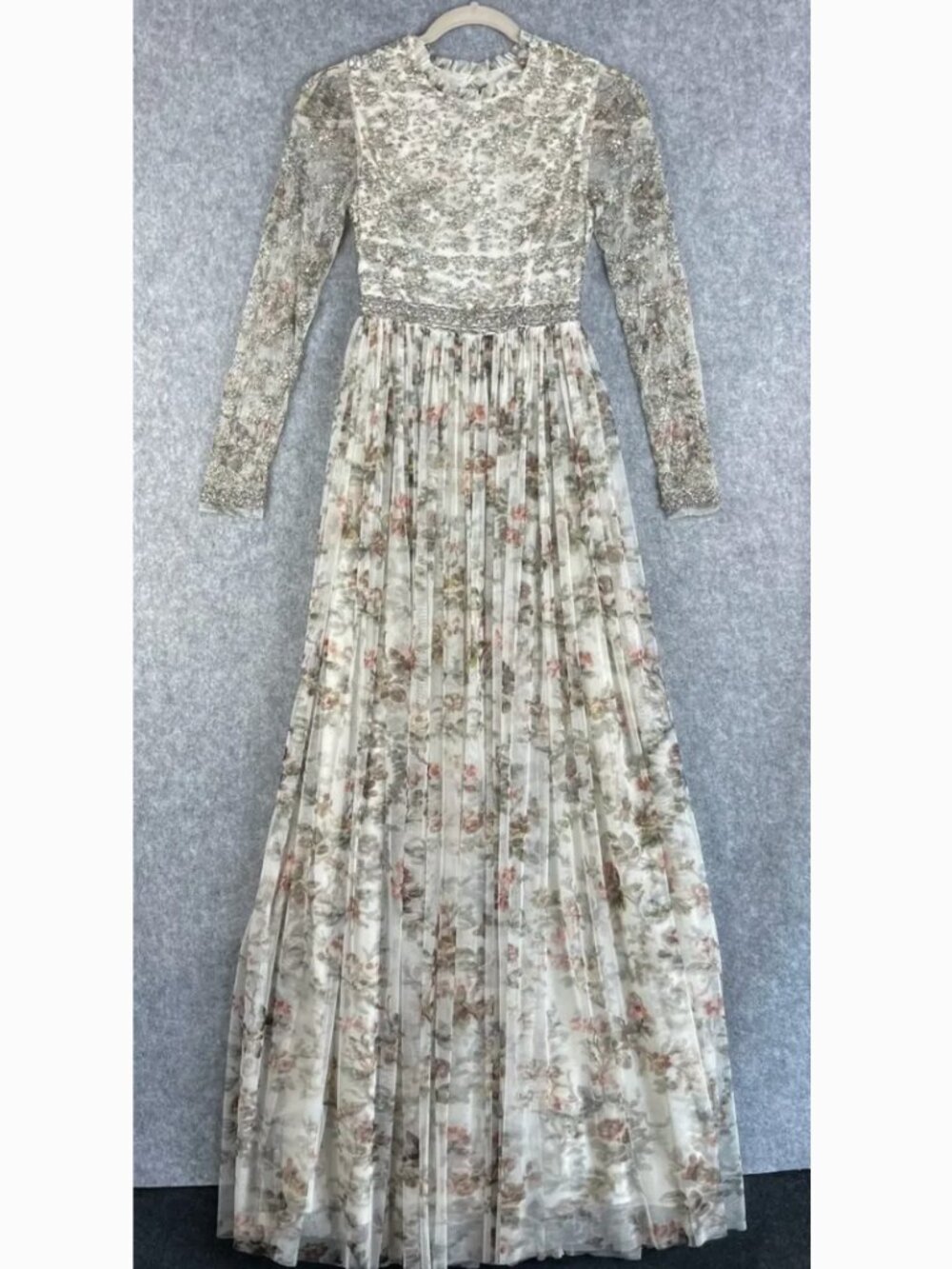 Needle & Thread Long Gown Dress Womens 0 Beaded Rhinestone Bodice Tulle‎ Formal